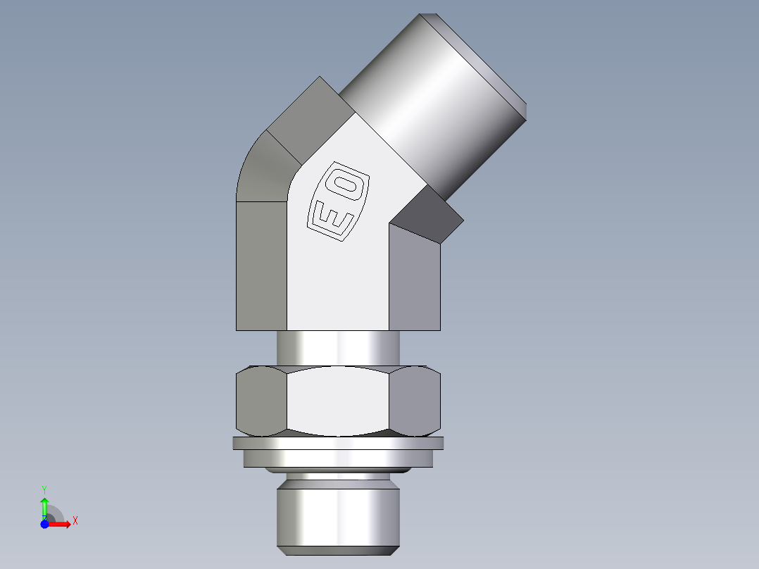 卡套式工业通用硬管接头EO_Adjustable_locknut_45_deg_elbow_VEE06LROMDCF前视图