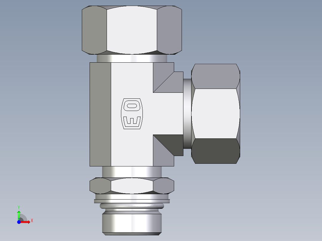 卡套式工业通用硬管接头EO_Adjustable_locknut_run_tee_LEE18LMORCF前视图