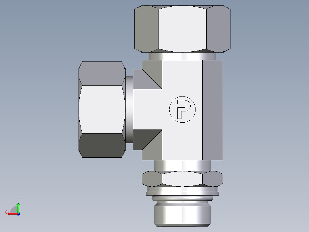 卡套式工业通用硬管接头EO_Adjustable_locknut_run_tee_LEE18LMORCF后视图