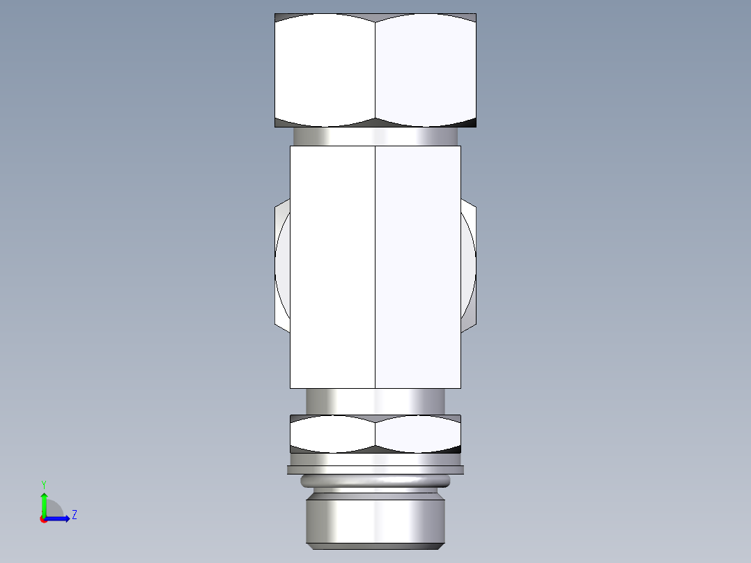 卡套式工业通用硬管接头EO_Adjustable_locknut_run_tee_LEE18LMORCF左视图