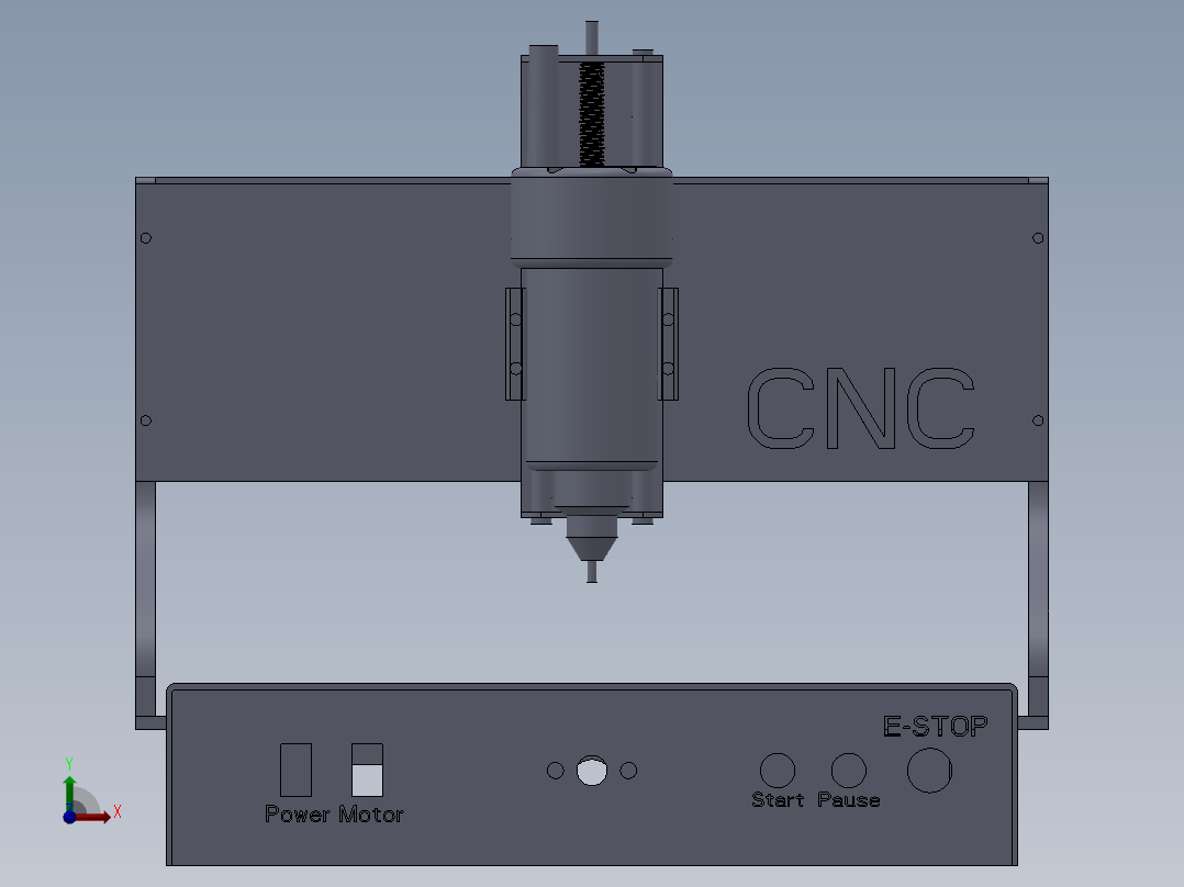 CNC小型的雕刻机（精加工）设计模型前视图