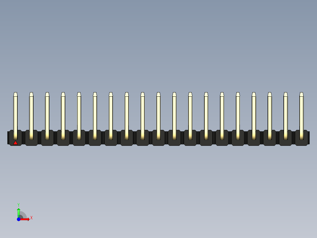 彩色公排针 100mil 2.54mm 系列-DS1022_black_19p_100mil_TypeU_rev1.0前视图