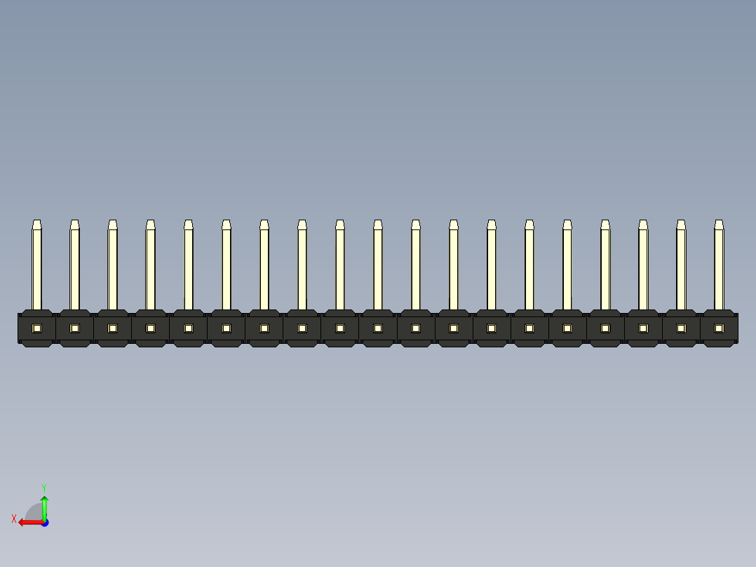 彩色公排针 100mil 2.54mm 系列-DS1022_black_19p_100mil_TypeU_rev1.0后视图