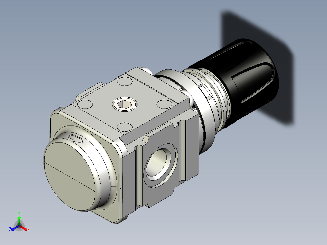 标准手动压力调节器PARKER GLOBAL AIR PREP SYSTEM MINI COMMON PORT AIR PRESSURE REGULATOR - P31H SERIES (3)正等轴测图