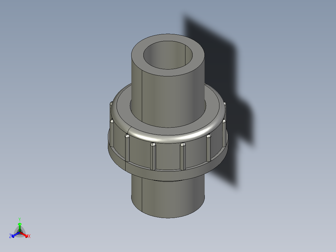 聚氯乙烯配件29-Sch80_Union T375_SxS_897-375-015_1.5in正等轴测图