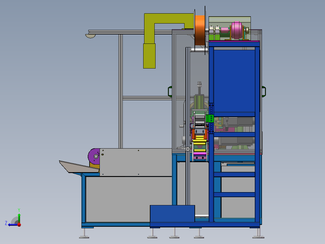 汽车密封条EPDM硬骨架裁断收料生产线(sw18可编辑+工程图+bom）右视图