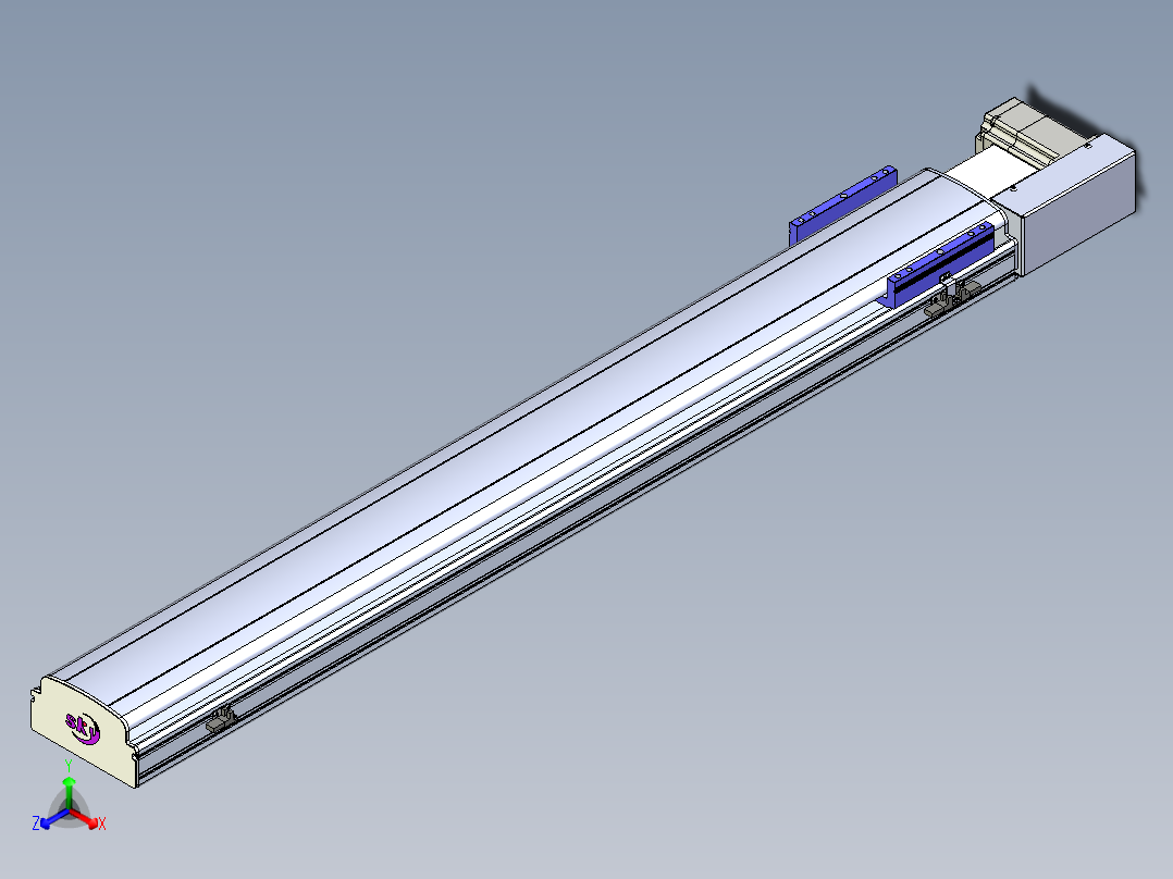 同步带滑台-半封闭B17H-L50-S1150-R-P75-D3正等轴测图