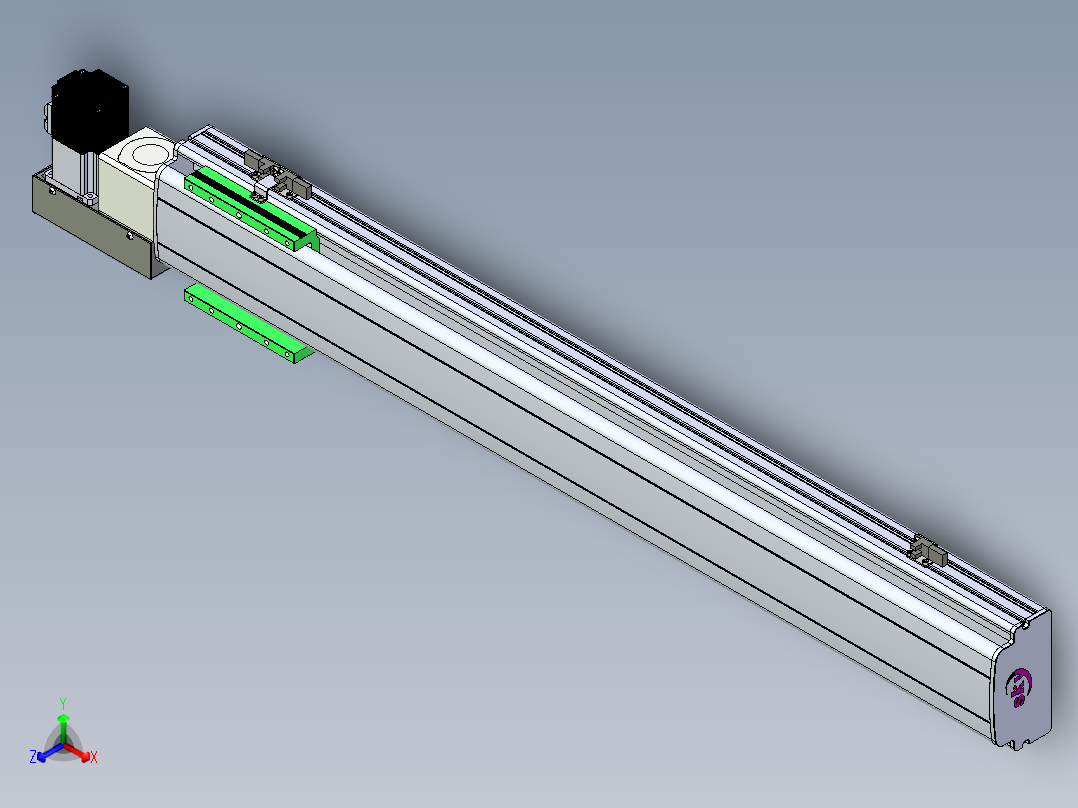 同步带滑台-半封闭B13H-L45-S800-L-P40-D3正等轴测图