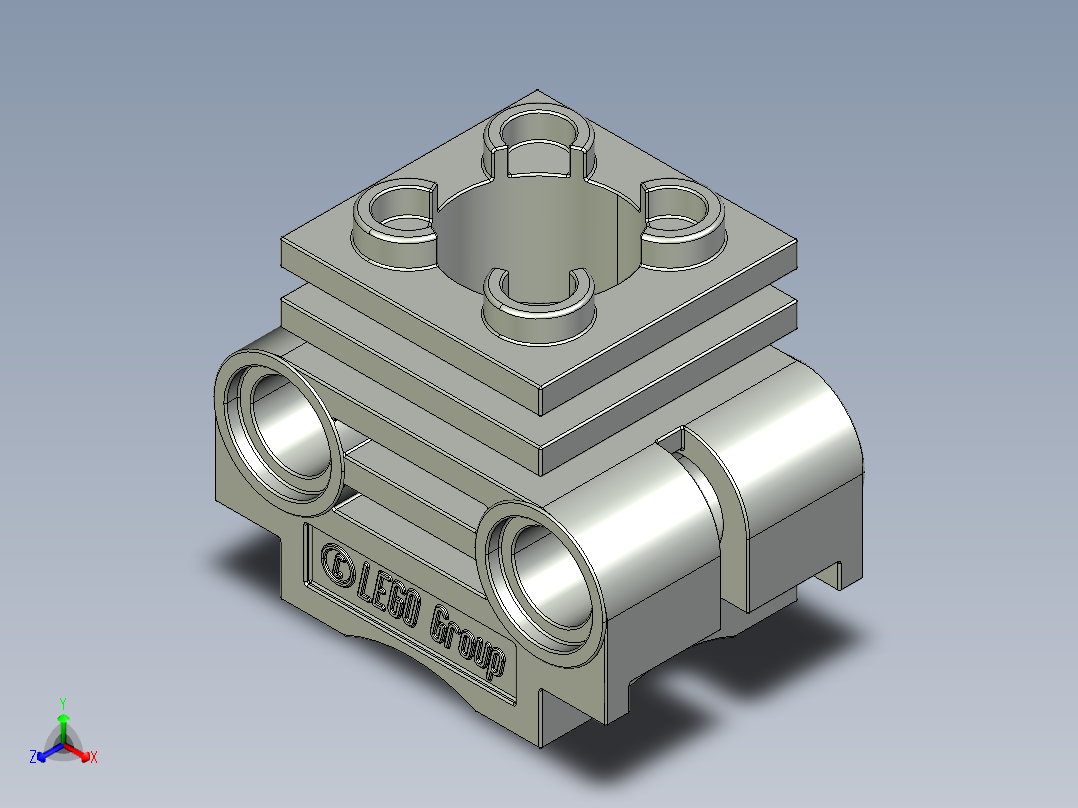 气缸电机-2850 Old Grey Technic Engine Cylinder Head正等轴测图