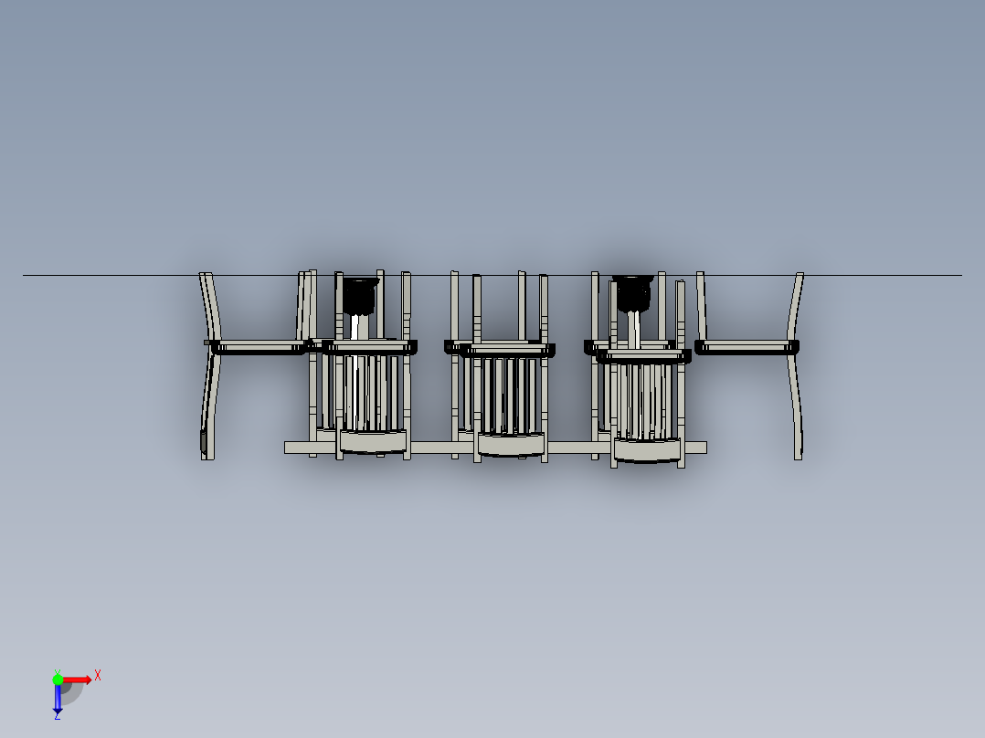 餐桌带漂亮的椅子俯视图