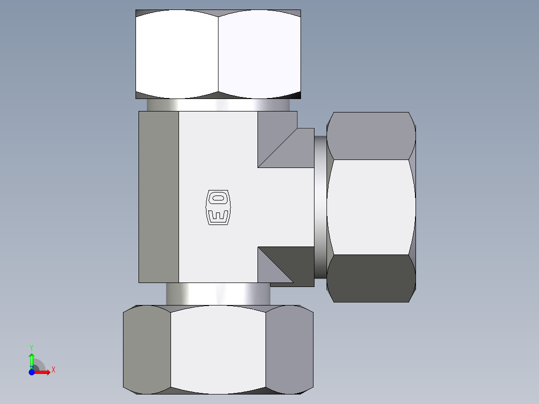 卡套式工业通用硬管接头EO_Standpipe_run_tee_EVL38S71前视图