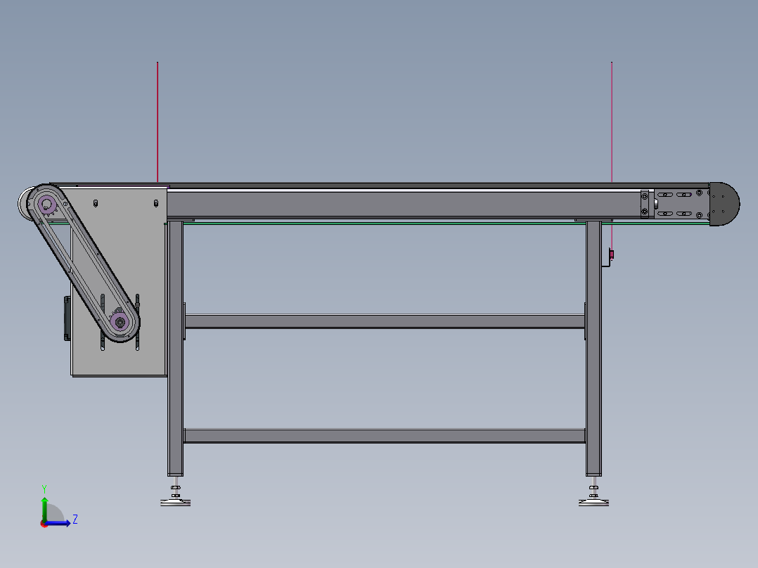 皮带输送线3D+2DCAD+加工件标准件清单BOMsw2016可编辑左视图