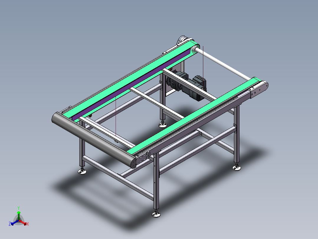 皮带输送线3D+2DCAD+加工件标准件清单BOMsw2016可编辑正等轴测图