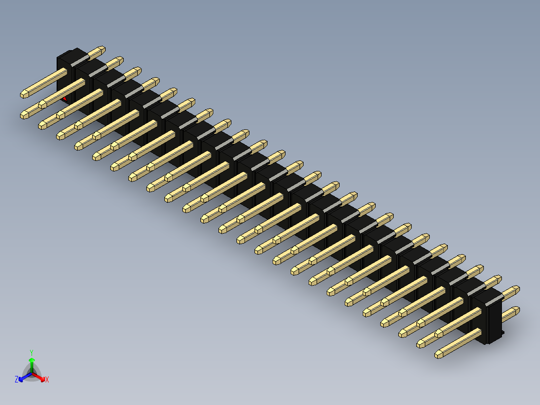 彩色公头100mil（2.54mm）系列-DS1021_black_2x24p_100mil_Type1_rev1.0正等轴测图
