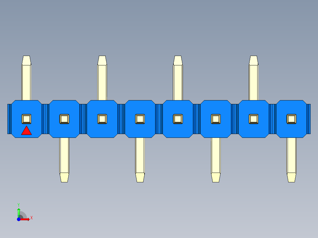 彩色公排针 100mil 2.54mm 系列-DS1022_blue_08p_100mil_Type_SMT_R1_rev1.0前视图