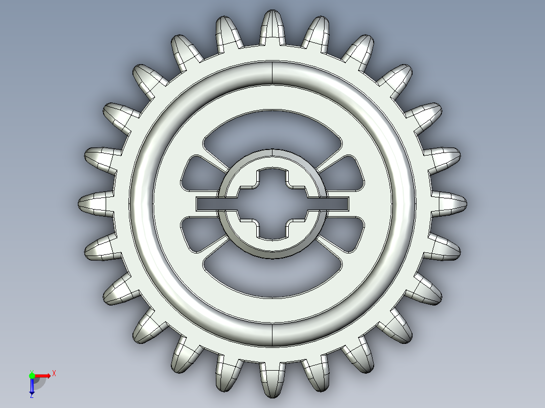 3650 Red Technic Gear 24 Tooth Crown Type III (x pattern).STEP俯视图