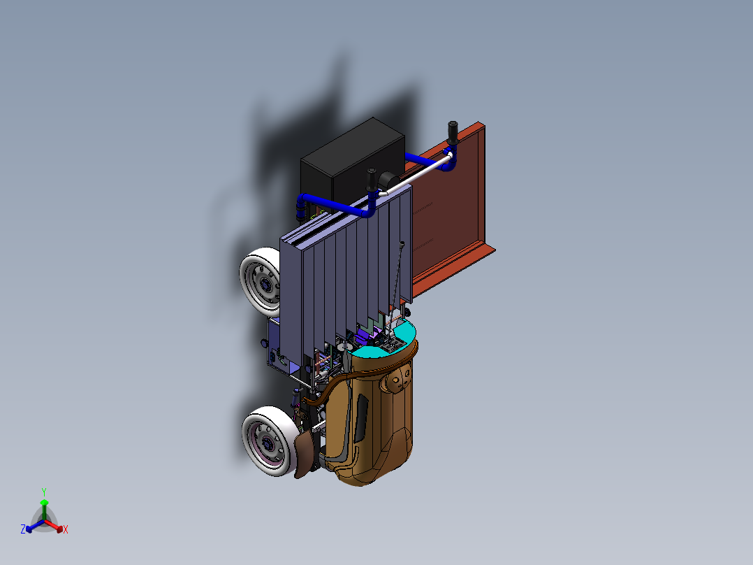 对称双链种埋一体化西瓜幼苗种植机正等轴测图