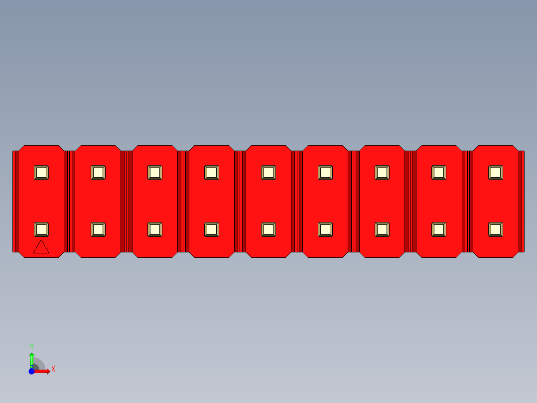 彩色公头100mil（2.54mm）系列-DS1021_red_2x09p_100mil_Type1_rev1.0前视图