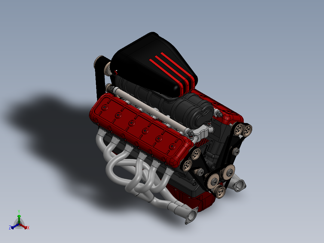V12<span style='color: red'>发动机</span>3D模型图纸 汽车引擎 水冷设计就绪