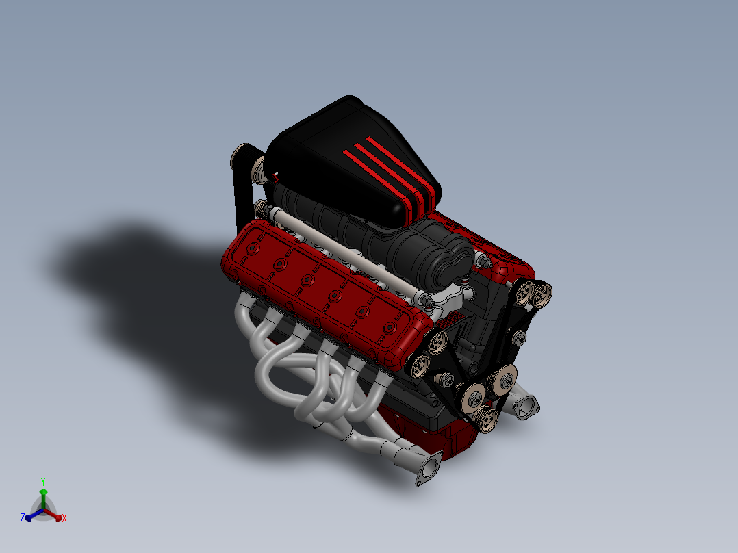 V12发动机3D模型图纸 汽车引擎 水冷设计就绪正等轴测图