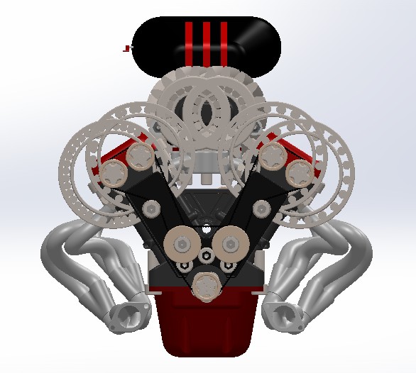 V12发动机3D模型图纸 汽车引擎 水冷设计就绪