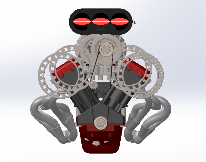 V12发动机3D模型图纸 汽车引擎 水冷设计就绪