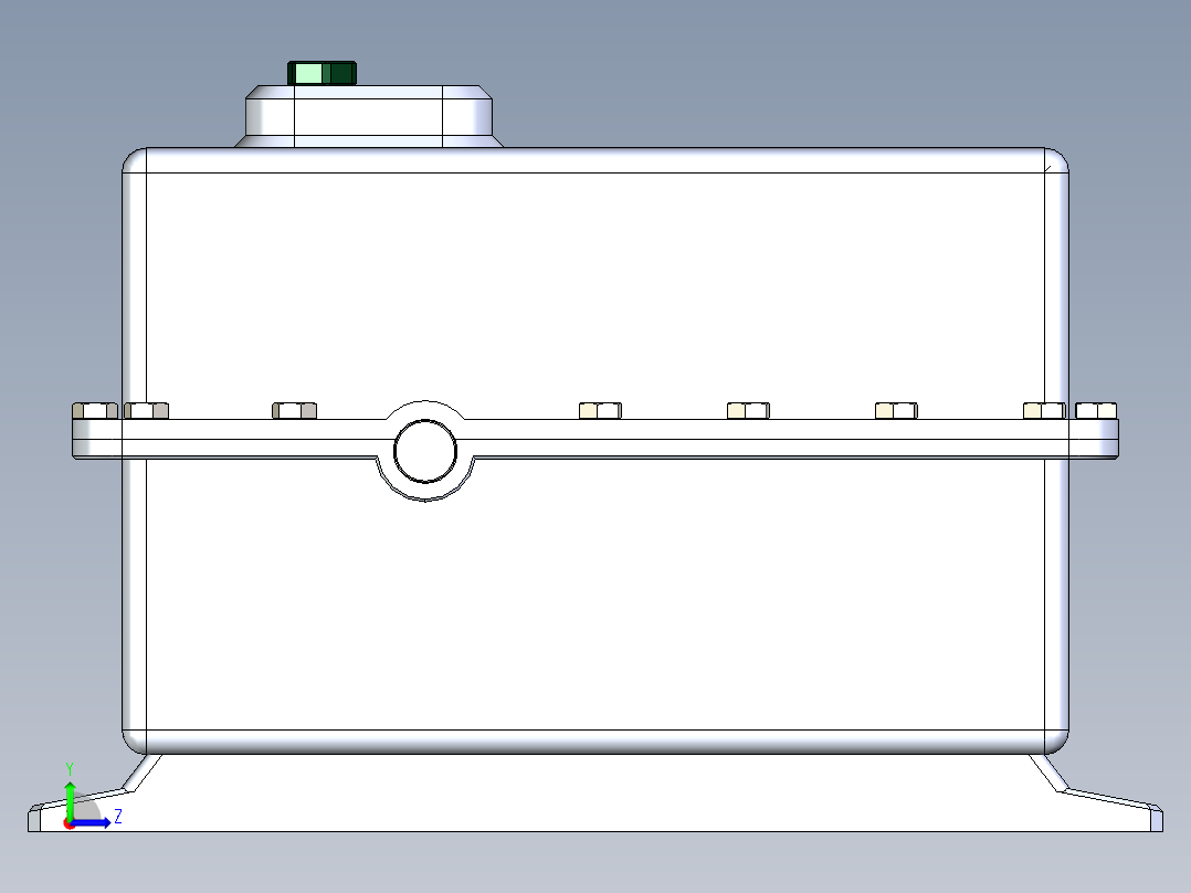 橡胶混合应用的齿轮箱左视图
