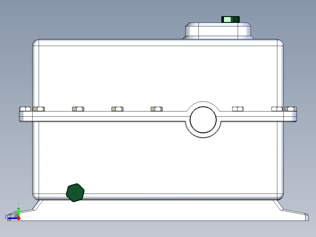 橡胶混合应用的齿轮箱右视图