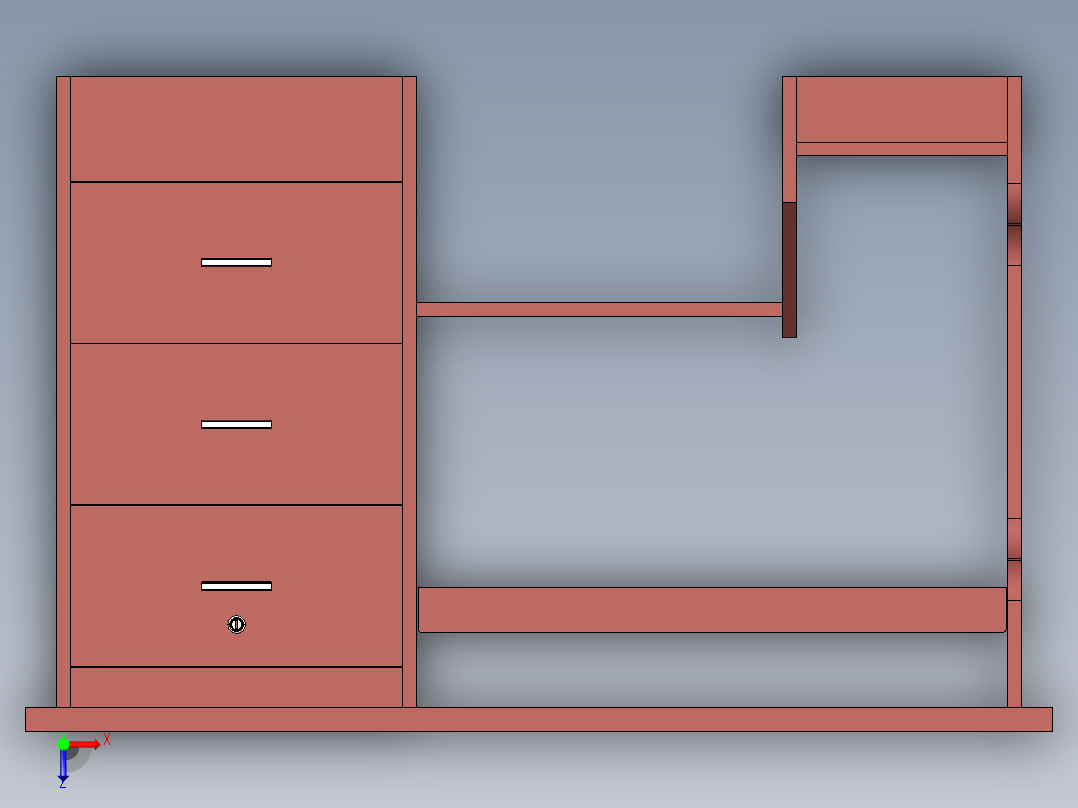 电脑桌3D模型俯视图