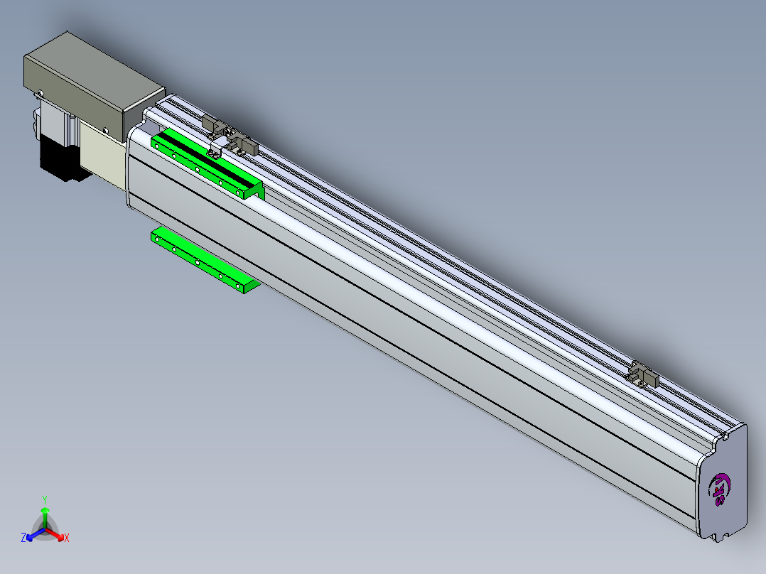 同步带滑台-半封闭B13H-L45-S600-R-P40-D3正等轴测图