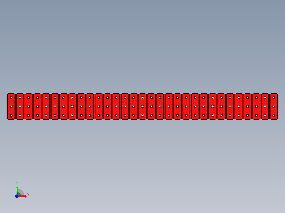 彩色公头100mil（2.54mm）系列-DS1021_red_3x31p_100mil_Type5_rev1.0前视图