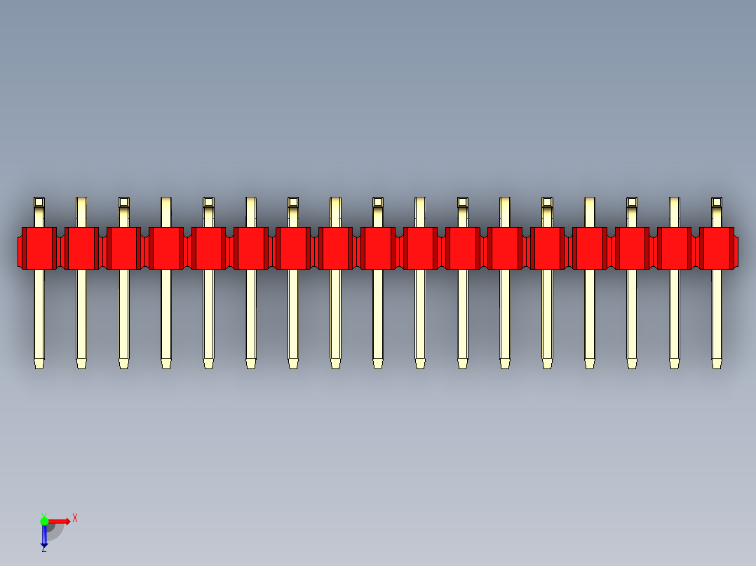 彩色公排针 100mil 2.54mm 系列-DS1022_red_17p_100mil_Type_SMT_R1_rev1.0俯视图