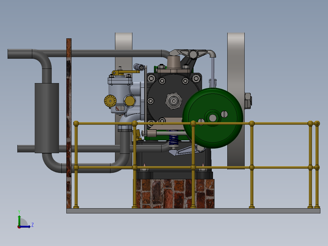 60 CC四冲程汽油发动机左视图