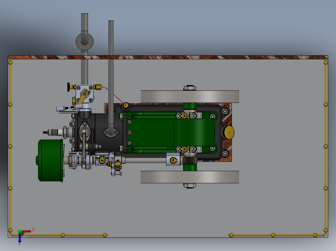 60 CC四冲程汽油发动机俯视图