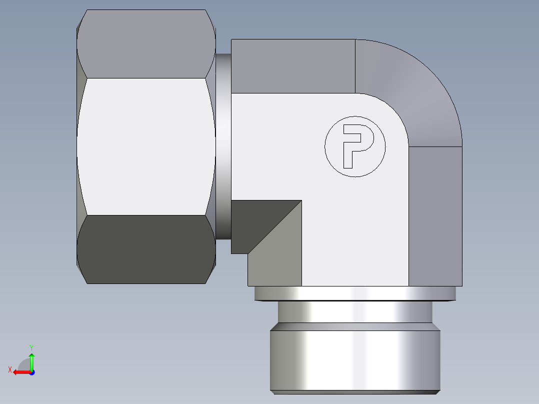 卡套式工业通用硬管接头EO_Male_stud_elbow_WE25SM71后视图