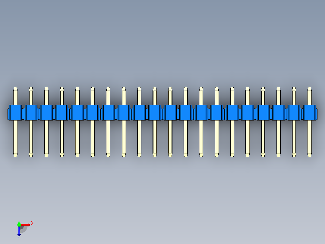 彩色公头100mil（2.54mm）系列-DS1021_blue_1x20p_100mil_Type1_rev1.0俯视图