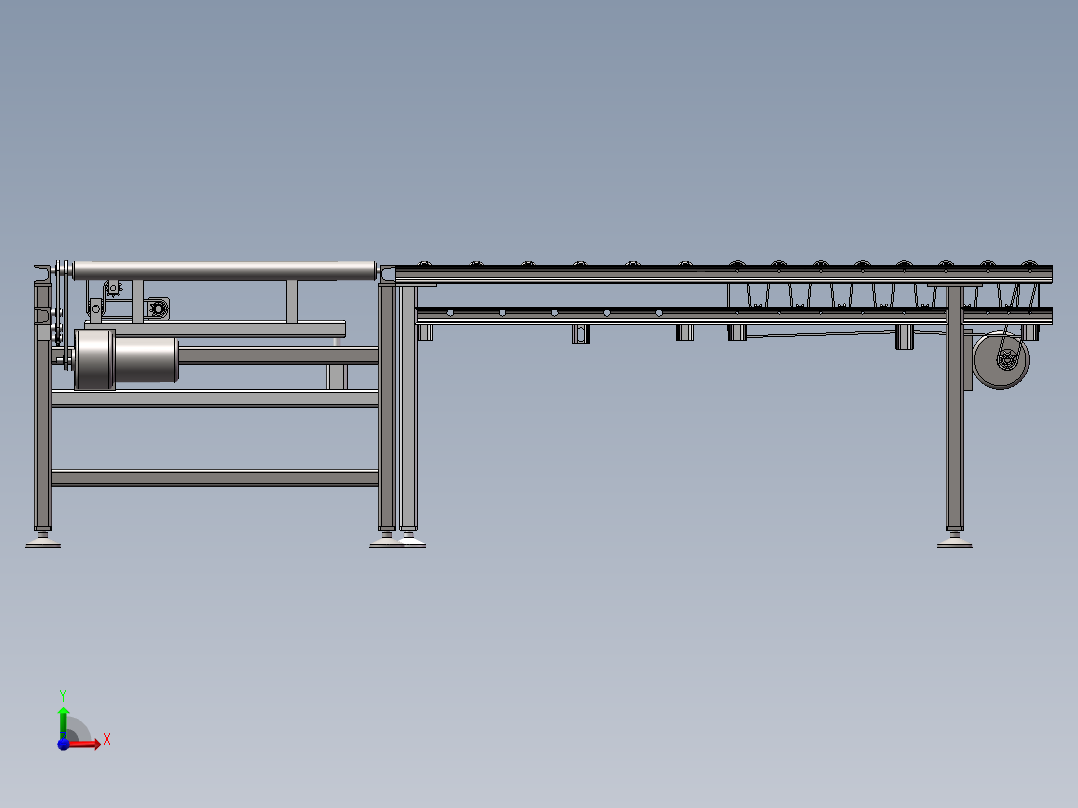 生产线辊道输送机输送流水线前视图