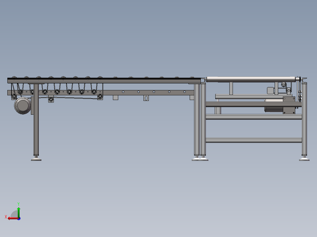 生产线辊道输送机输送流水线后视图