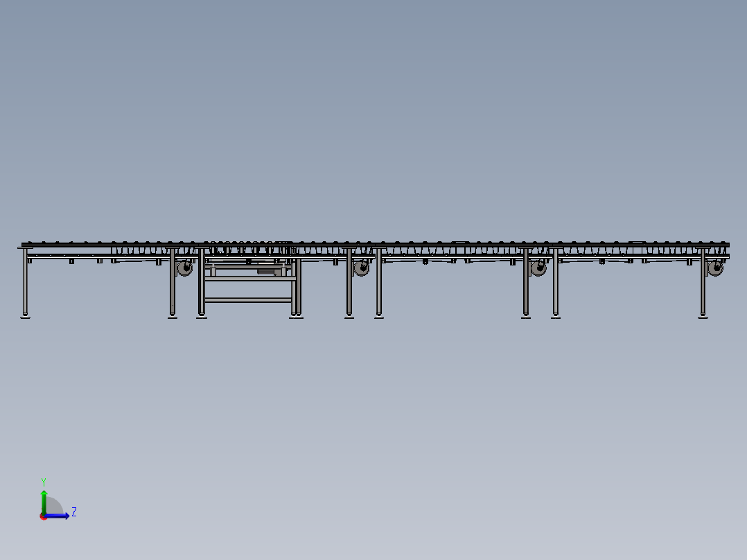 生产线辊道输送机输送流水线左视图