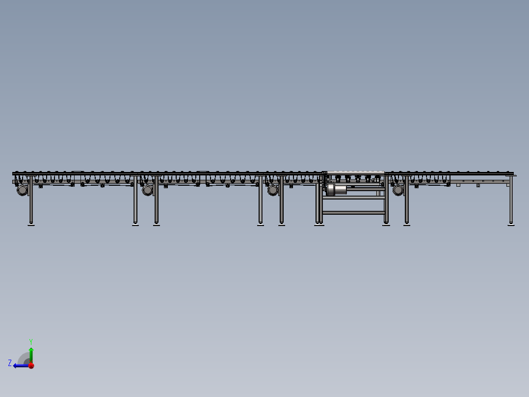 生产线辊道输送机输送流水线右视图