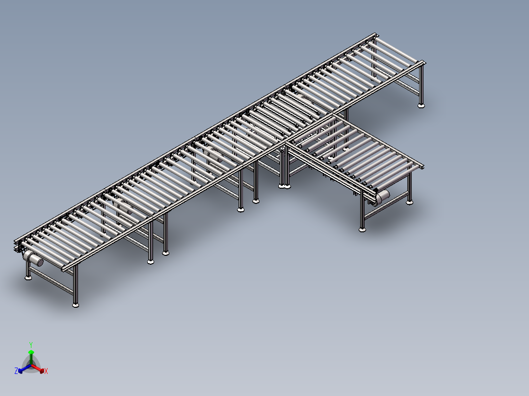 生产线辊道输送机输送流水线正等轴测图