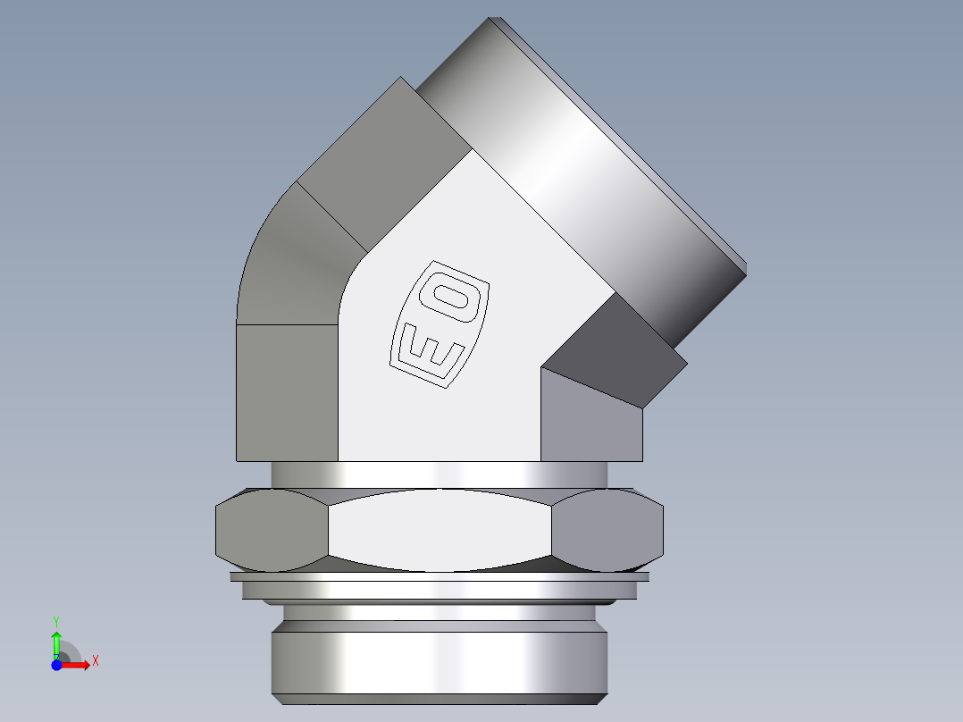卡套式工业通用硬管接头EO_Adjustable_locknut_45_deg_elbow_VEE42LROMDCF前视图