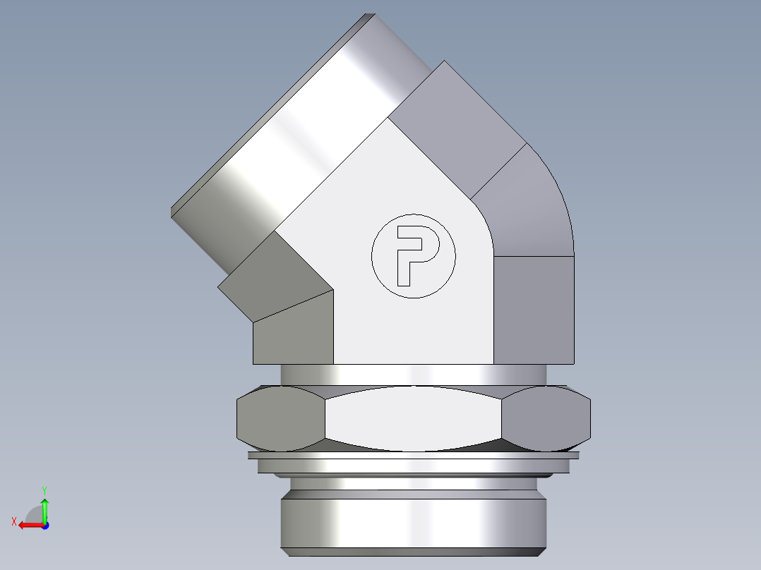 卡套式工业通用硬管接头EO_Adjustable_locknut_45_deg_elbow_VEE42LROMDCF后视图