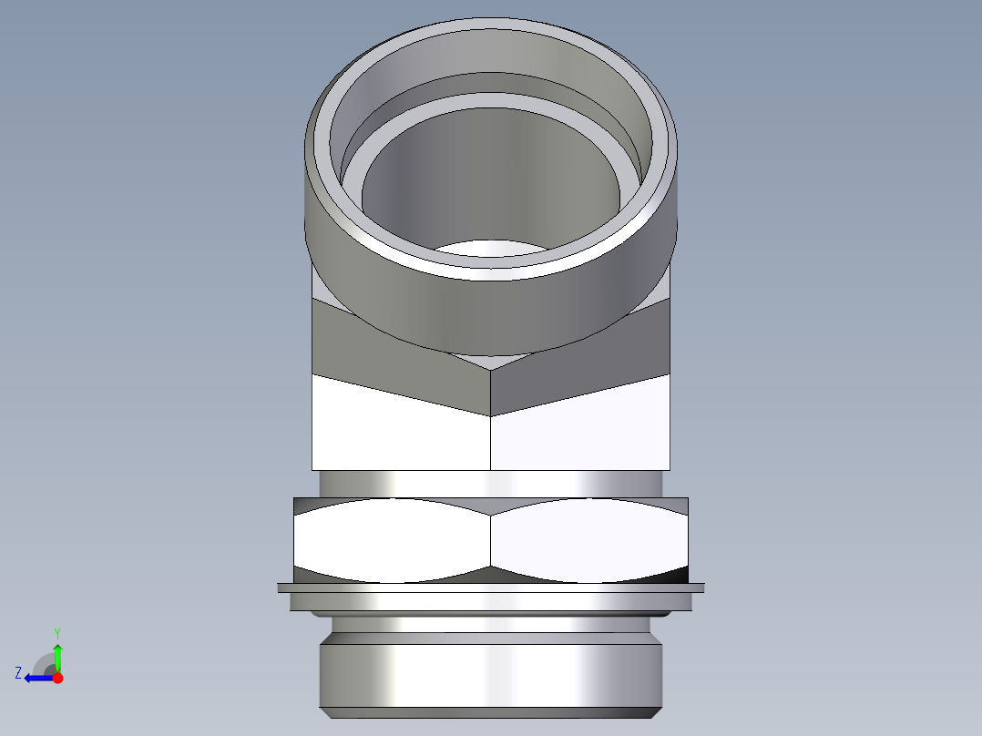 卡套式工业通用硬管接头EO_Adjustable_locknut_45_deg_elbow_VEE42LROMDCF右视图