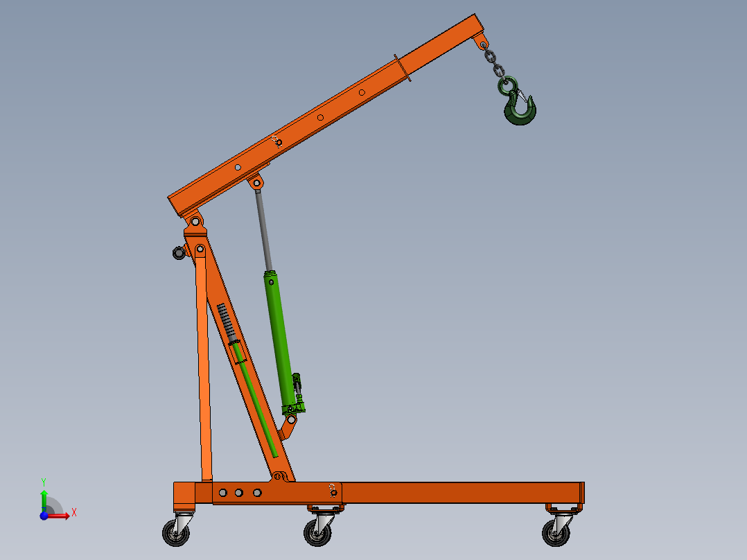 简易液压起重机sw20可编辑前视图
