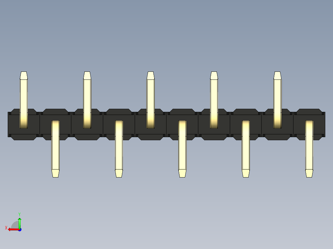 彩色公排针 100mil 2.54mm 系列-DS1022_black_10p_100mil_Type_SMT_R2_rev1.0后视图