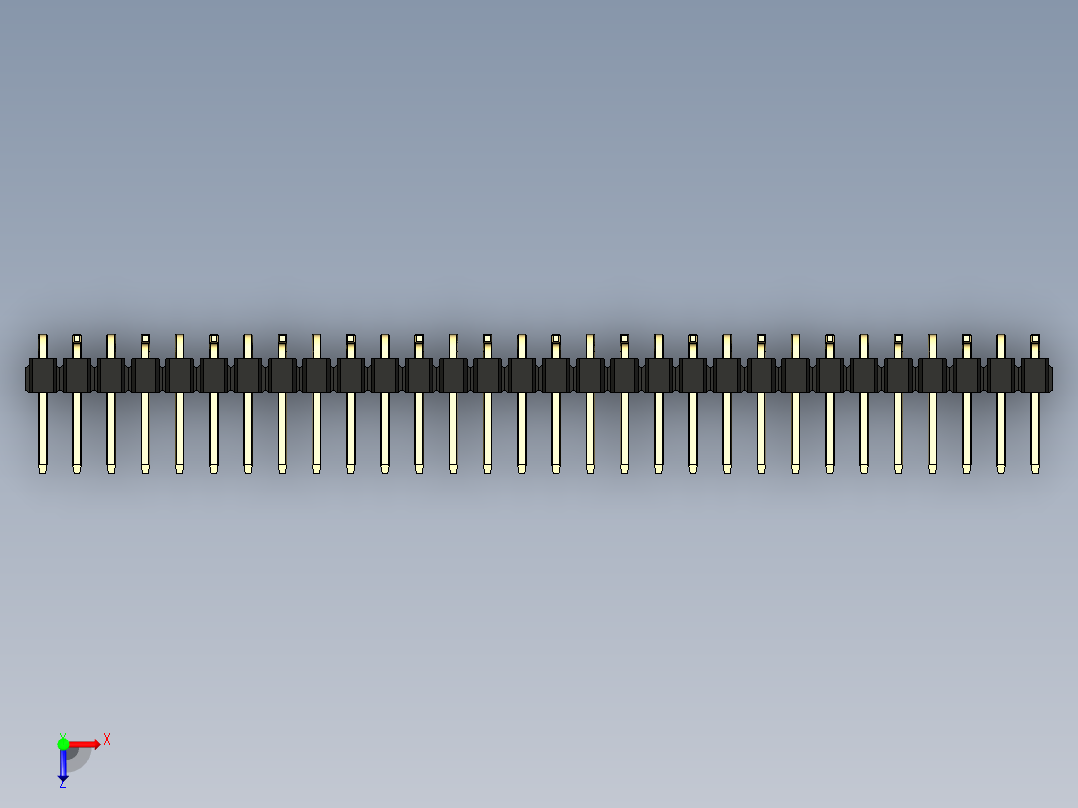 彩色公排针 100mil 2.54mm 系列-DS1022_black_30p_100mil_Type_SMT_R2_rev1.0俯视图