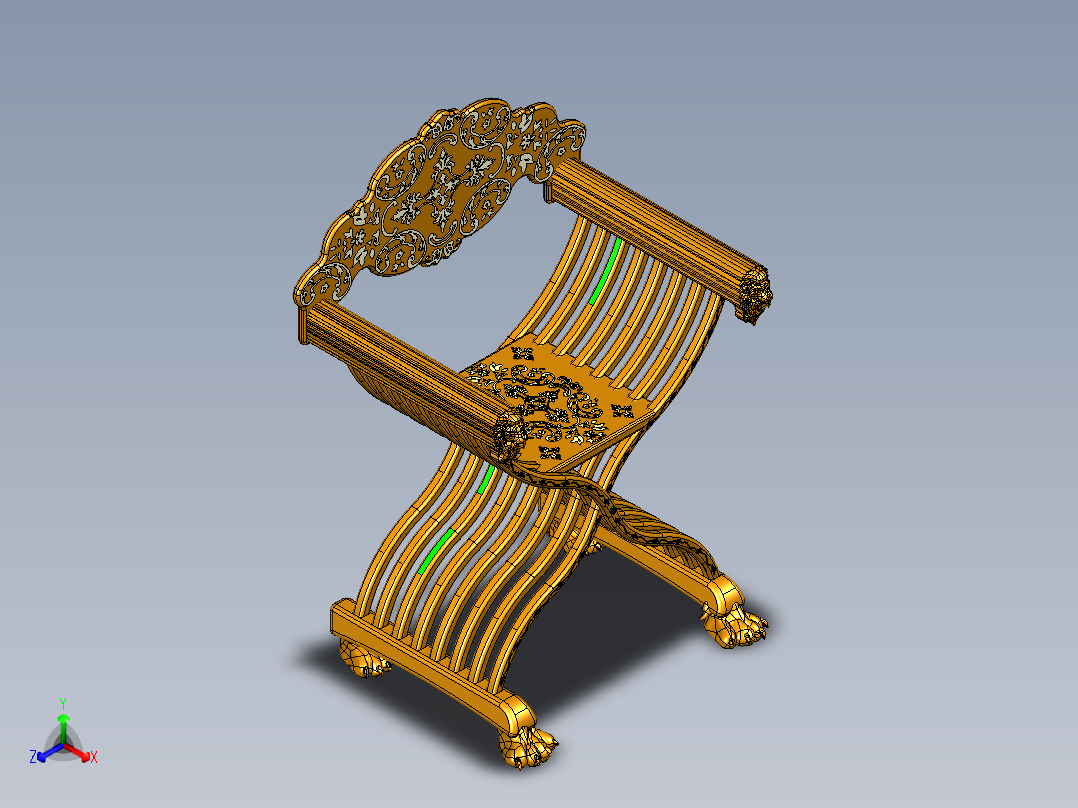 萨沃纳罗拉折叠椅椅子正等轴测图