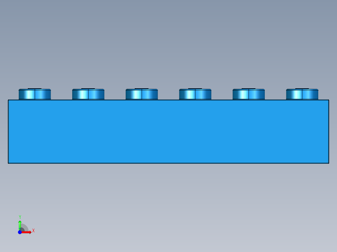 乐高套装 4421基本积木-300923 Bright Blue Brick 1 x 6.STEP前视图