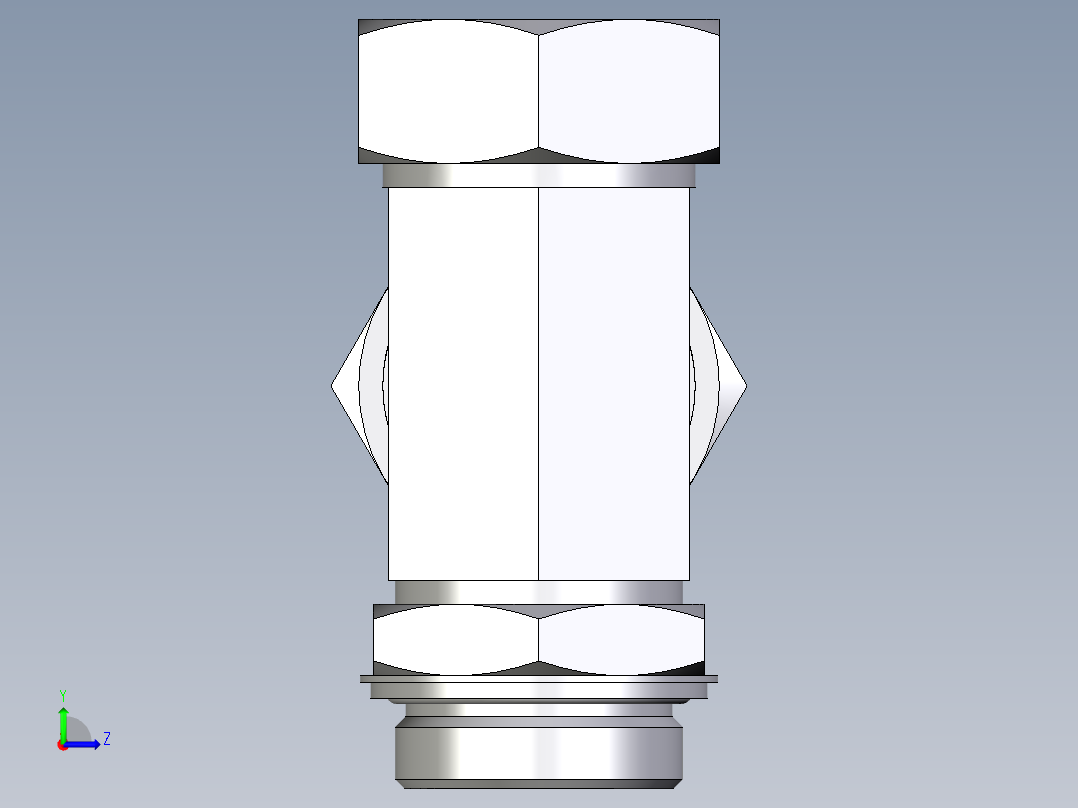 卡套式工业通用硬管接头EO_Adjustable_locknut_run_tee_LEE42ZLRCF左视图